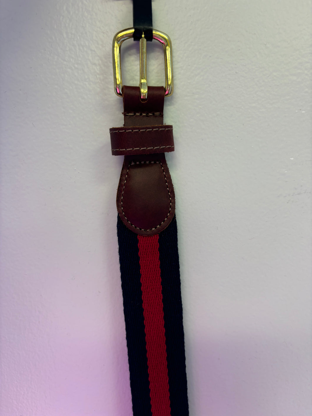 Children's Plain Surcingle Belt w/ Plain Tab- Red/Navy)