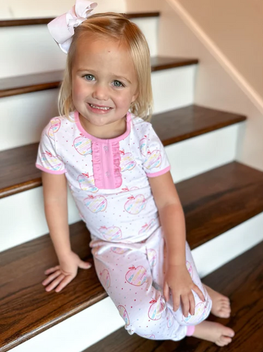 Girls Two-Piece Jammies, Apple Print Knit