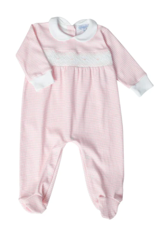 Pink Gingham Smocked Footie