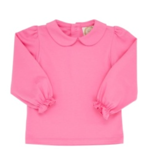 Maude's Peter Pan Collar Shirt - Pima LS Hamptons Hot Pink