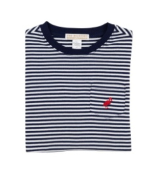 LS Carter Crewneck - Nantucket Navy Stripe/Richmond Red