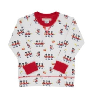 Cassidy Comfy Crewneck - Boys Oxford Street Soldier/Richmond Red