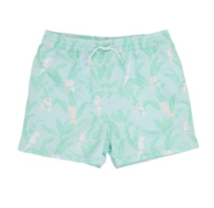 Toddy Swim Trunks Parrot Island Palms/Worth Ave White