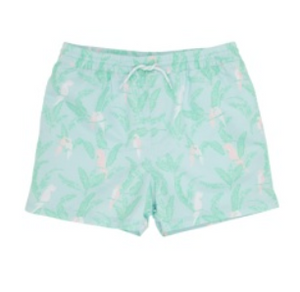 Toddy Swim Trunks Parrot Island Palms/Worth Ave White