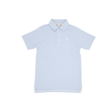 Prim and Proper Polo SS Beale Street Blue Stripe/Worth Ave White