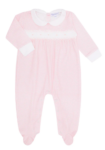 Pink Gingham Smocked Footie