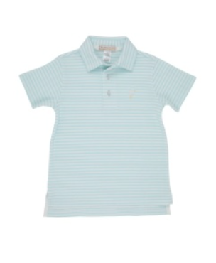 Prim and Proper Polo SS Sea Island Seafoam Stripe