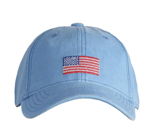 American Flag on Light Blue Baseball Hat