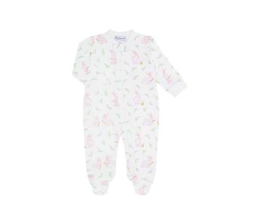 Pink Bunny Print Zipper Footie