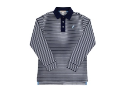 Prim and Proper Polo LS Nantucket Navy Stripe