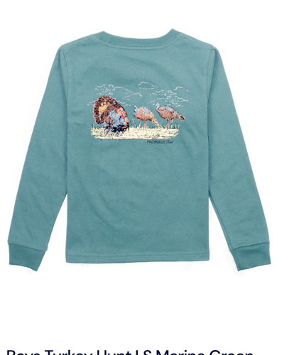Boys Turkey Hunt LS Marine Green
