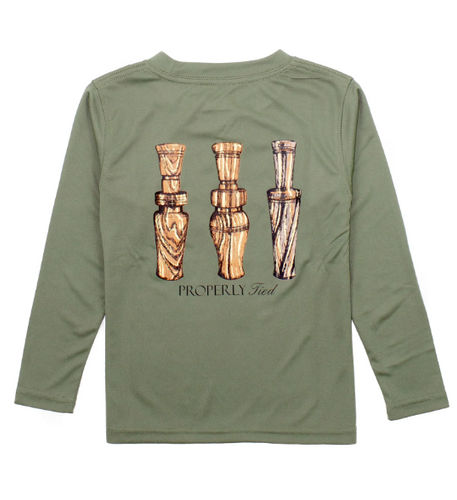 Boys Performance Tee LS Duck Calls Olive