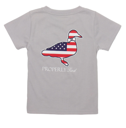 Boys Americana Logo SS Ice Grey