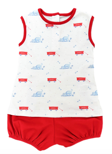 *Pre Sale* Rory Diaper Set Puppy & Wagon sleeveless knit diaper set