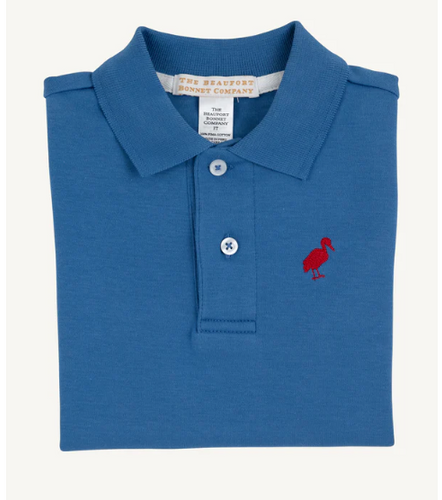 Prim & Proper Polo Wood Boat Blue Short Sleeve