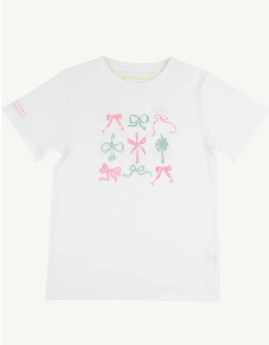 Sir Proper's T Shirt Worth Avenue White with Bows