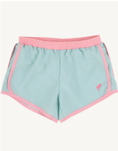 Prepletic™ Shimmy Shake Shorts Old Greenwich Green with Sandpearl Pink & Sandpearl Pink Stork