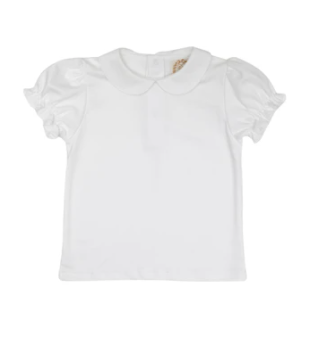 Maude's Peter Pan Collar Shirt  with Ruffle (Short Sleeve Pima)