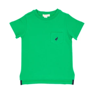 Carter Crewneck (pocket) Kiawah Kelly Green with Navy Stork