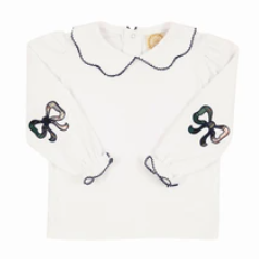 Emmas Elbow Patch Top in Worth Ave White with Old Campus Clad