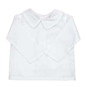 Peter Pan Collar Shirt (Long Sleeve Woven) Worth Avenue White with Nantucket Navy