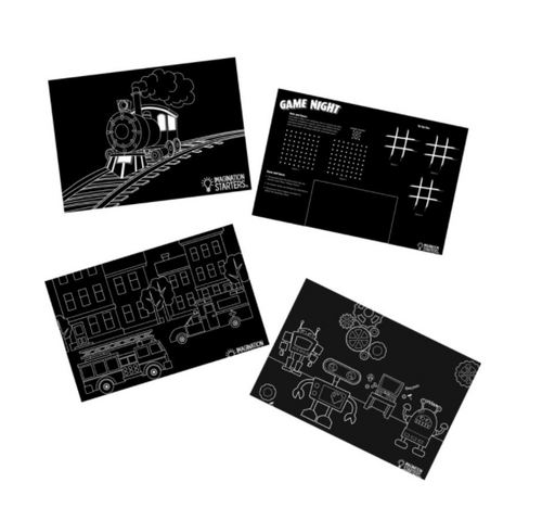 Chalkboard Action set of 4 ( Robots, Game night, ER vehicle and Train)