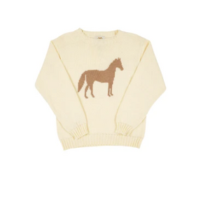 Isaac Intarsia Sweater Horse in Palmetto Pearl