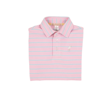 Prim & Proper Polo Palm Beach Pink/Buckhead blue stripe