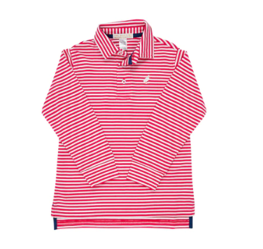 Prim & Proper Polo LS Richmond Red/White Stripe