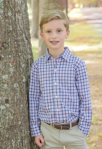 Ryan Dress Shirt Blue Plaid Button up