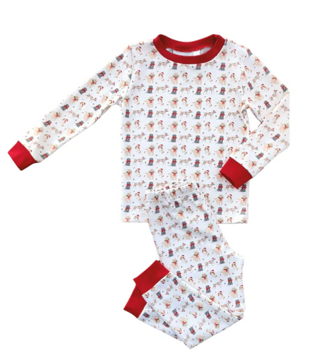 Two Piece Puppy Jamies with Red Cuff