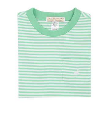 Carter Crewneck-Pocket & Stork Grace Bay Green Stripe