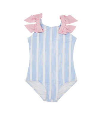 Edisto Beach Bathing Suit Sea Wall Stripe/Palm Beach Pink