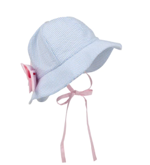 Pippa Petal Hat - Breakers Blue Seersucker/Palm Beach Pink