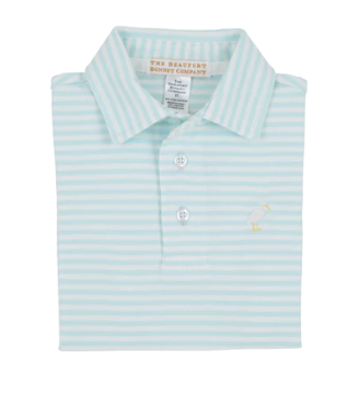 Prim and Proper Polo SS-Sea Island Seafoam Stripe