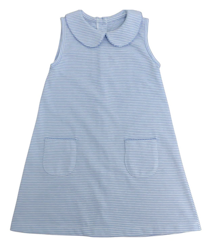 Hadley Dress Blue Pima Stripe