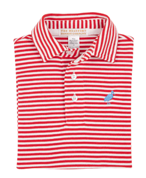 Prim and Proper Polo SS Pima Richmond Red Stripe/Barbados Blue